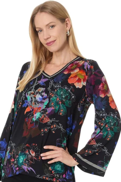 JANIE V-NECK KIMONO SLV TEE - T11324-9