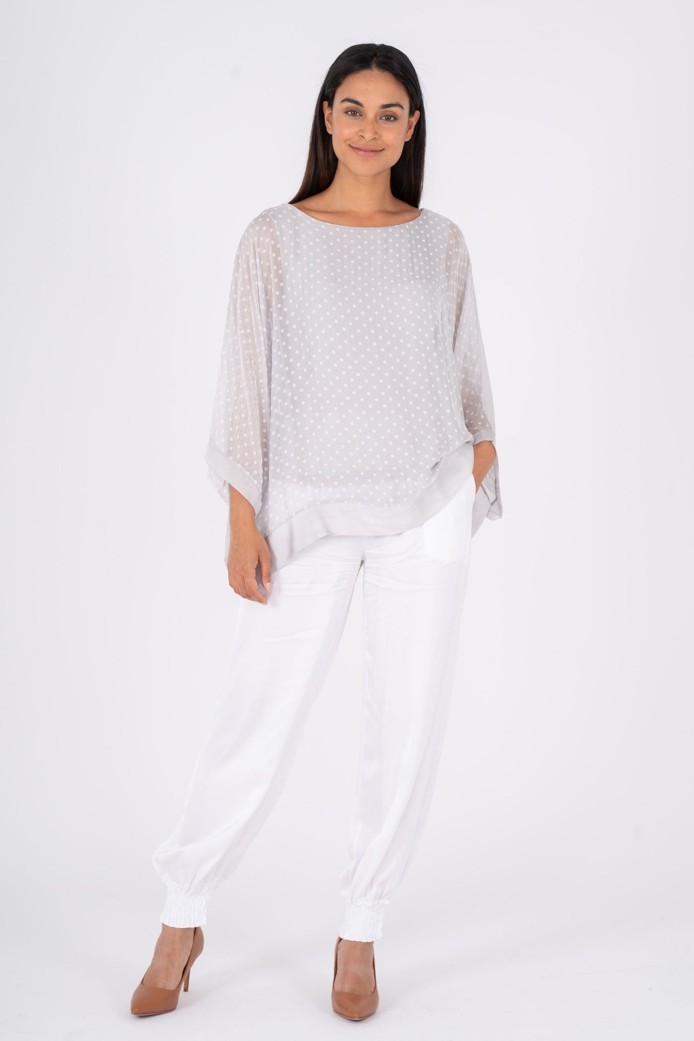 WOVEN 3/4 SLV TOP - 10/65126PU