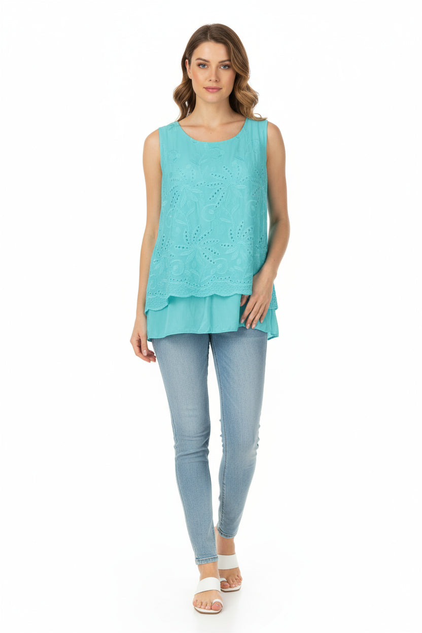 WOVEN S/LESS TOP - 15/65687U