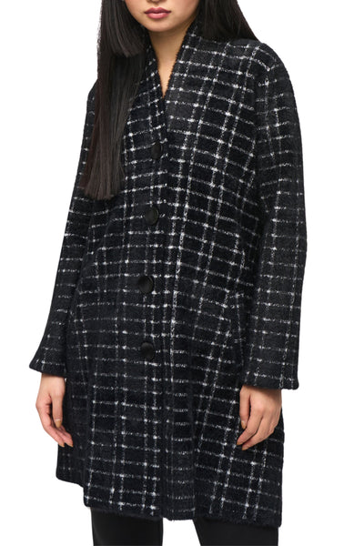 JOSEPH -RIBKOFF-PLAID-FEATHER-YARN-COAT-243924JR