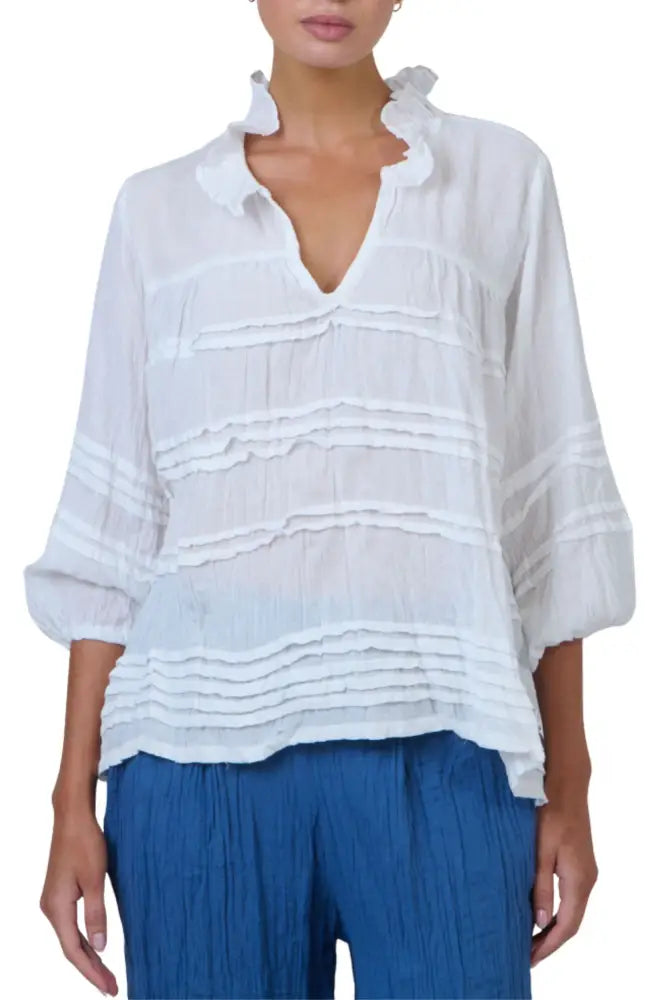 3/4 SLEEVE TOP - P92 S/M / WHITE TOP