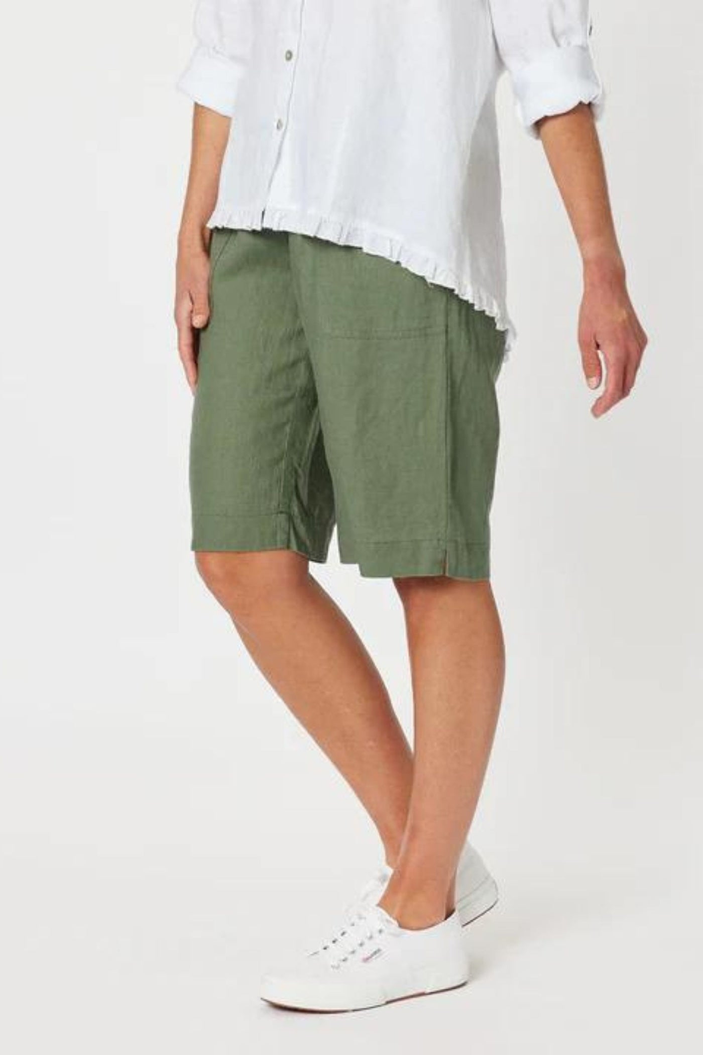 JERSEY WAIST LINEN SHORT - 43853GS