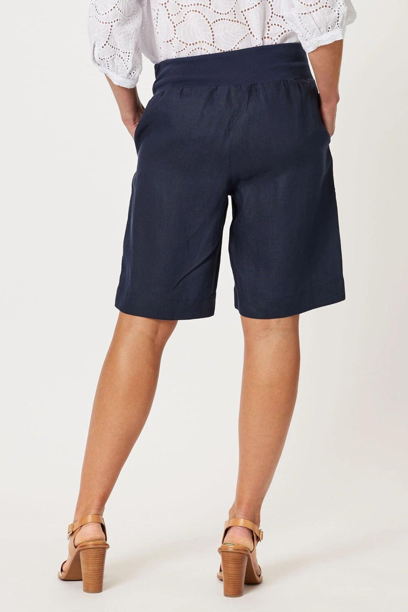 JERSEY WAIST LINEN SHORT - 43853GS