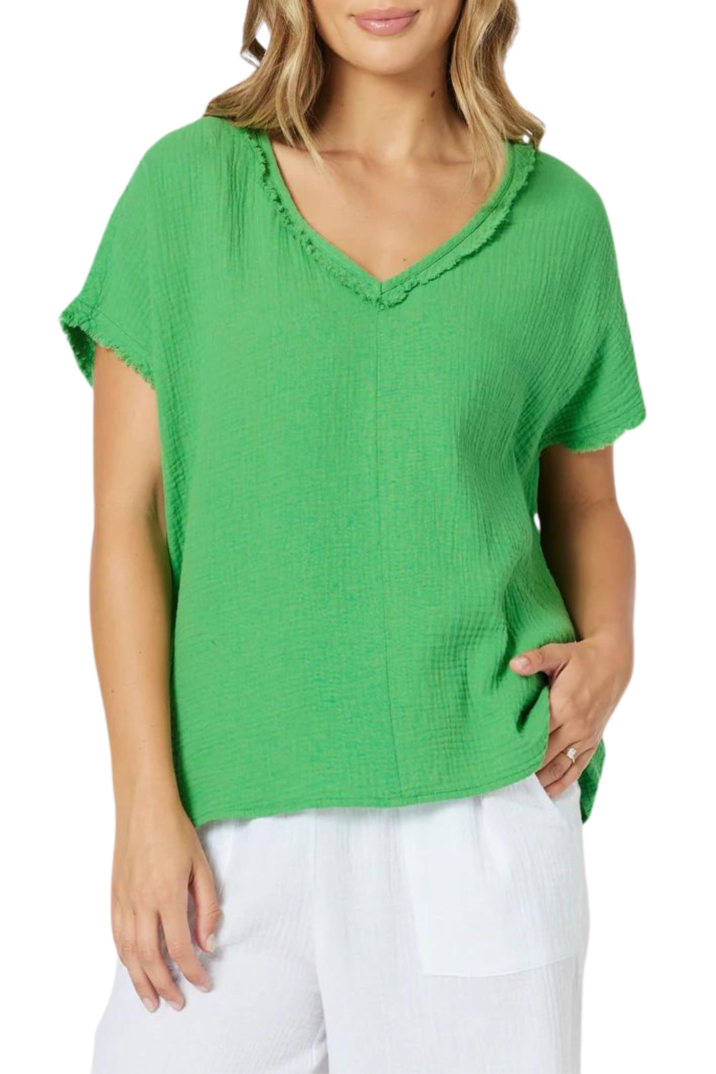 BYRON COTTON V NECK TOP - 45970T