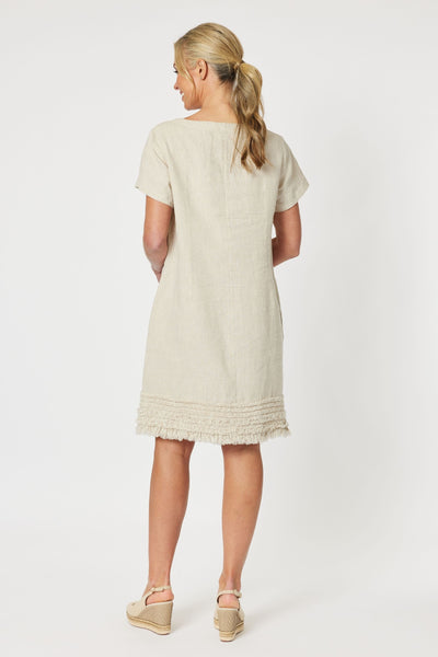 RUFFLE HEM LINEN DRESS - 46000GS