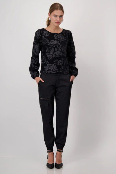 BLACK FLORAL KNIT - 808507MNR