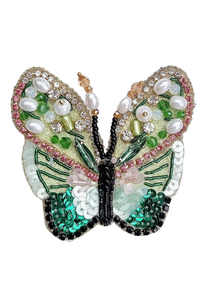 BEADED BUTTERFLY BROOCH - BR502 GREEN JEWELLERY