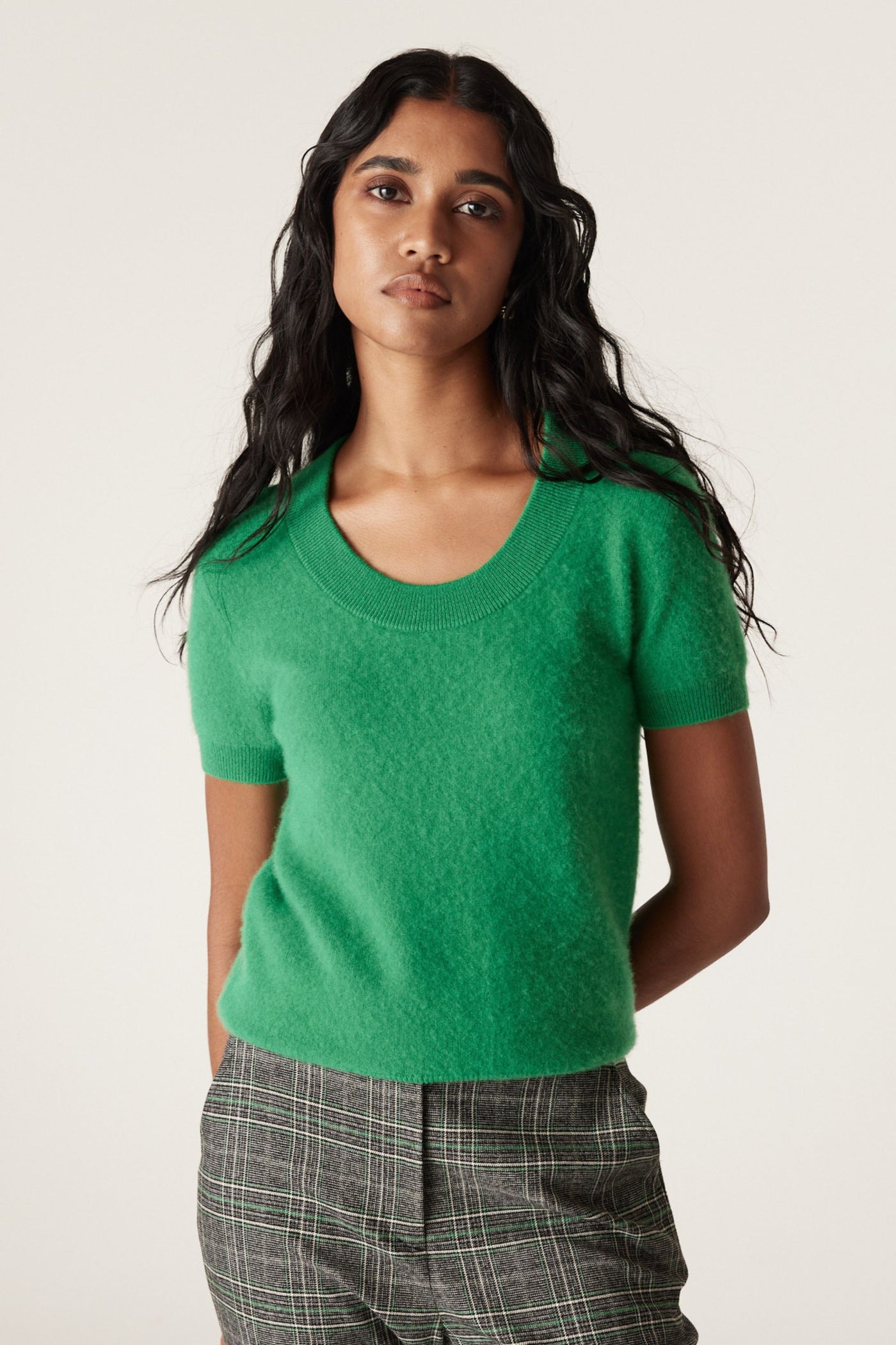 BRUSHED PURE CASHMERE TEE - CAW24120