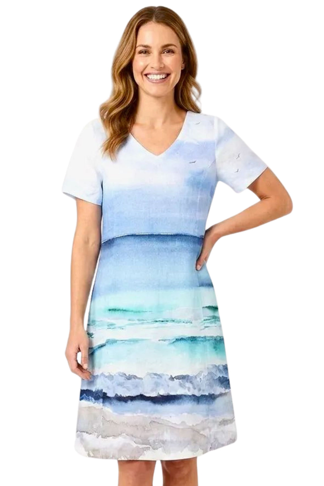 LINEN V-NECK DRESS - 26617