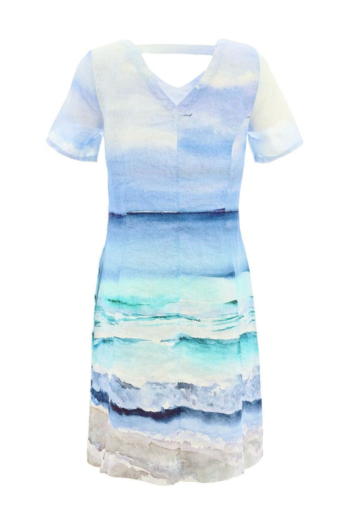 LINEN V-NECK DRESS - 26617