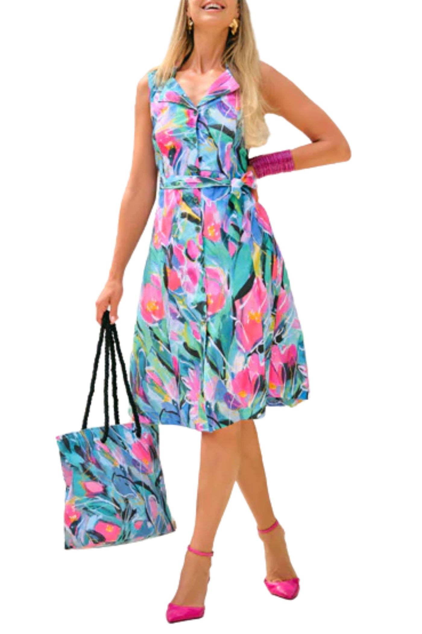 S/LESS BUTTON THRU DRESS - 25667DC