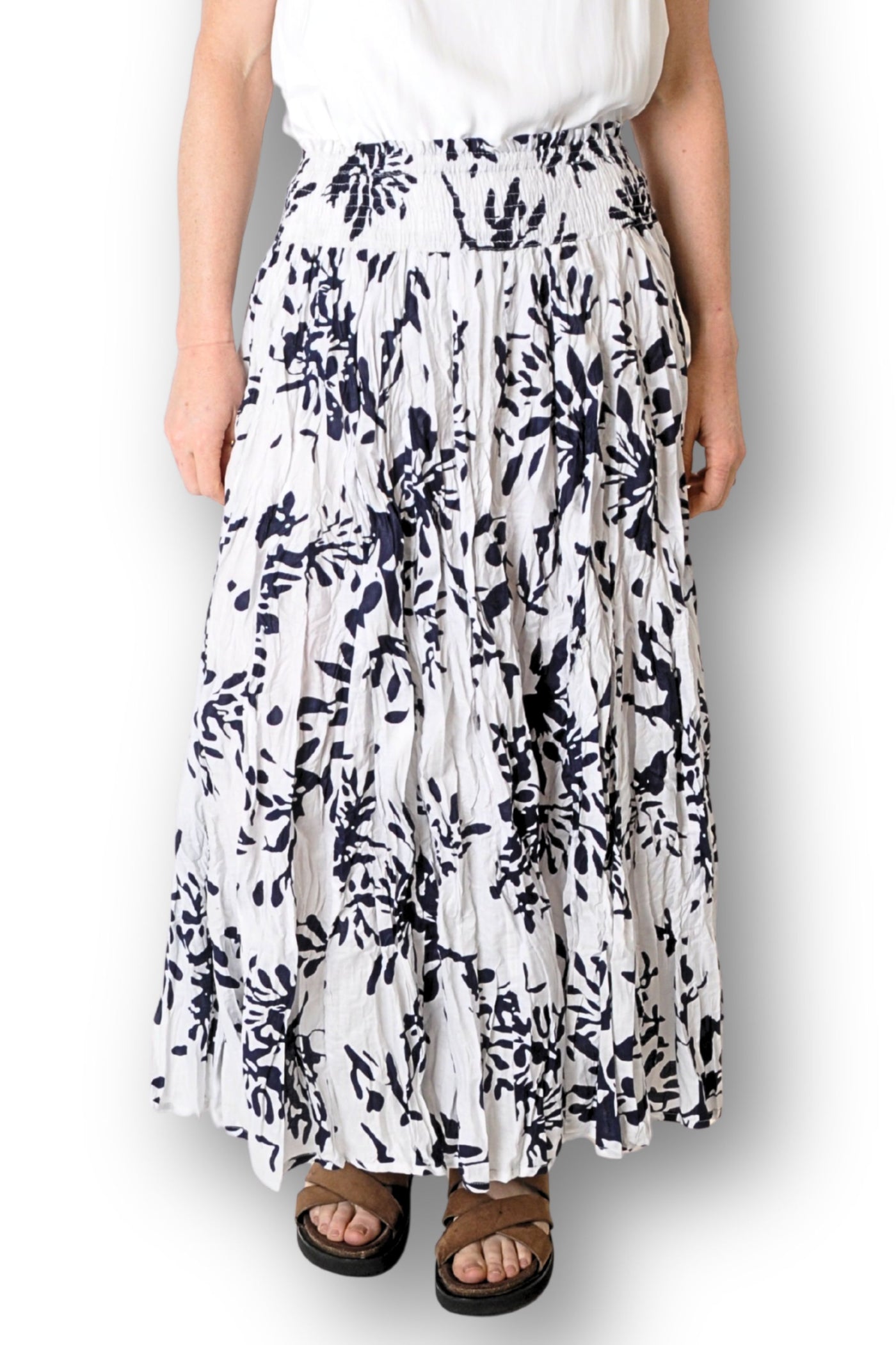 SHIRRED WAIST MAXI SKIRT - JAJA-5AK