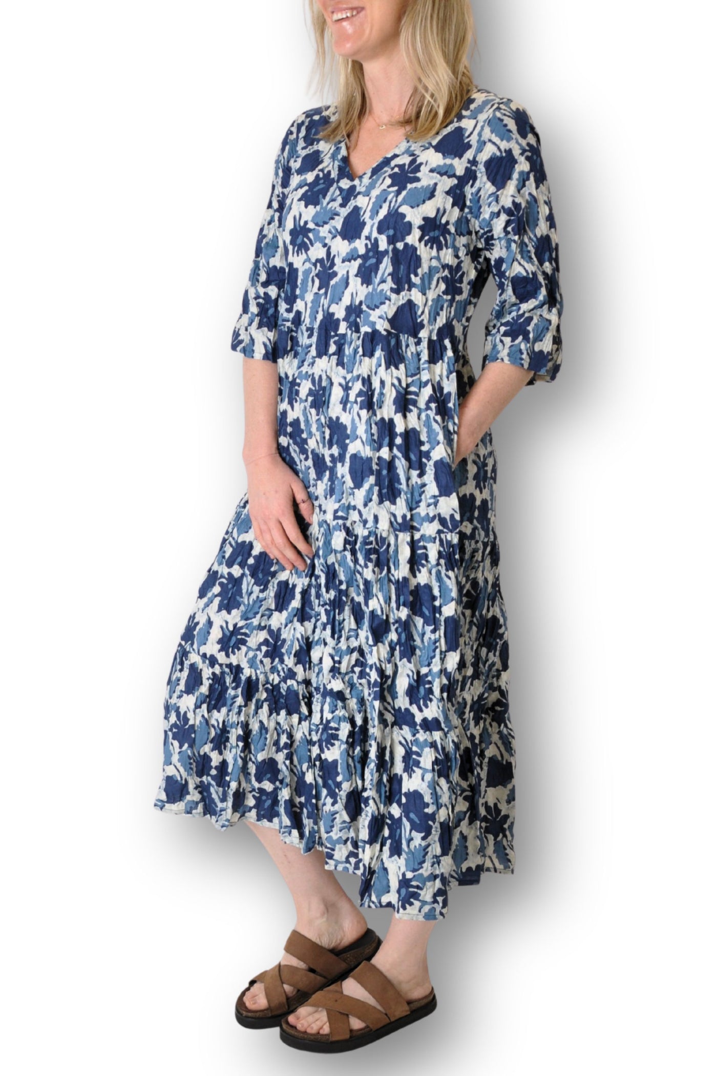 3/4 SLV MIDI DRESS - JOK-500