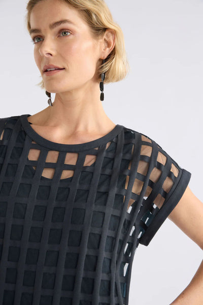 GRID BURNOUT MIDI DRESS - A1564