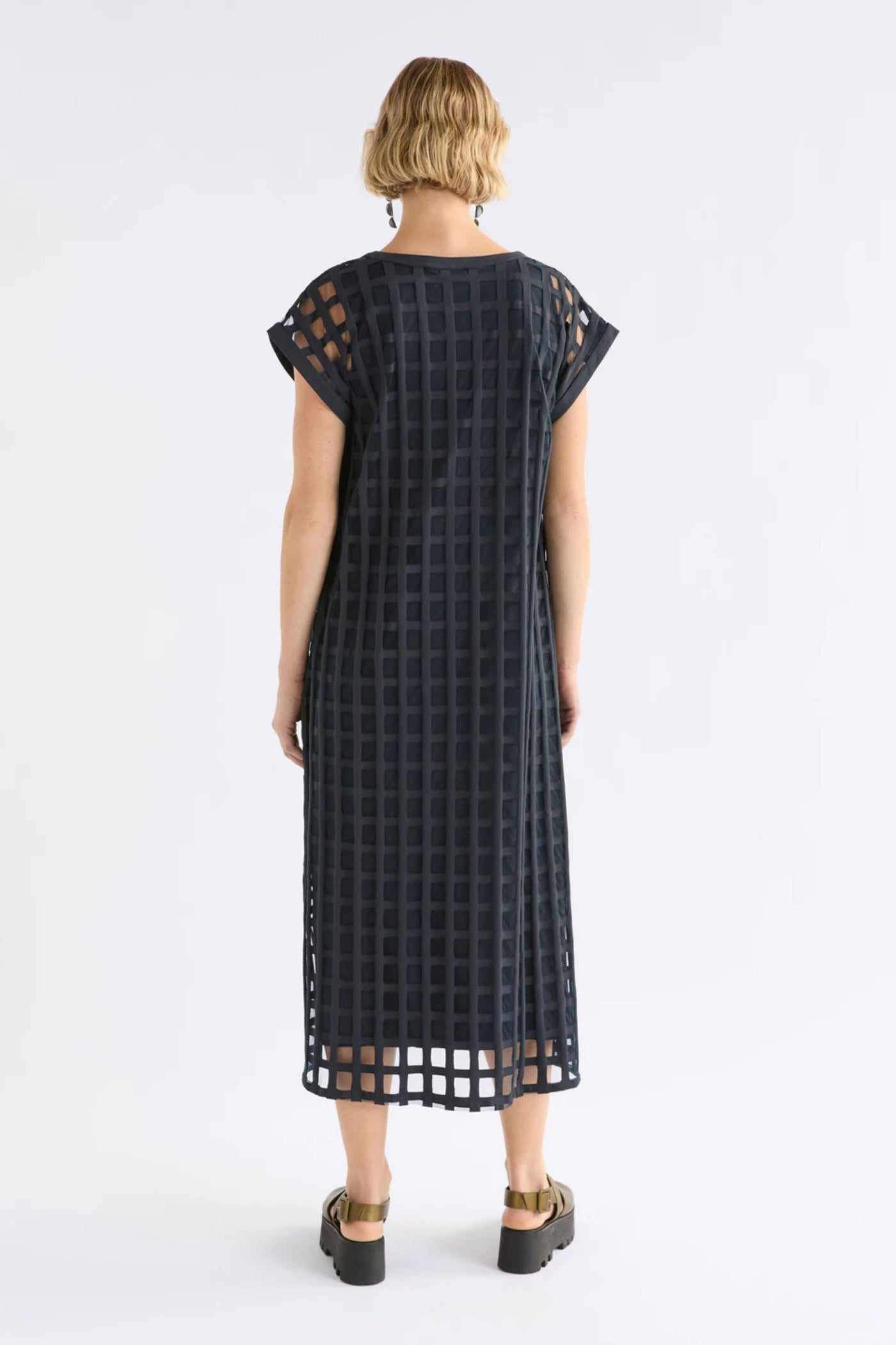 GRID BURNOUT MIDI DRESS - A1564