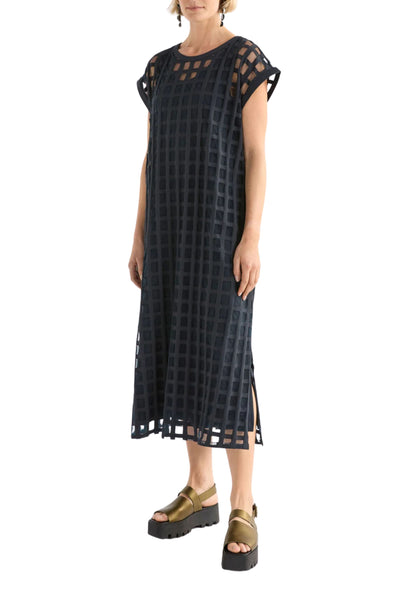 GRID BURNOUT MIDI DRESS - A1564