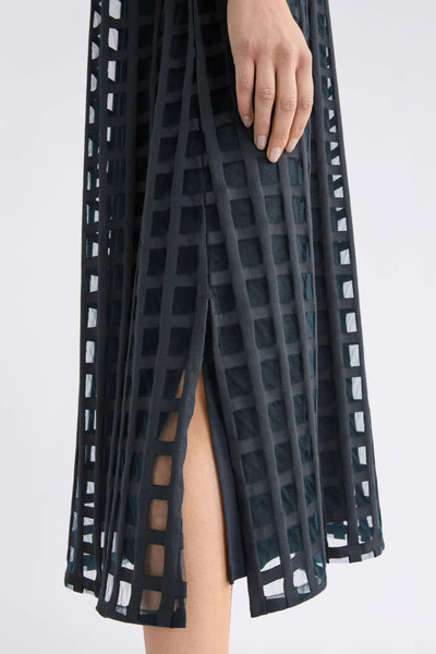 GRID BURNOUT MIDI DRESS - A1564