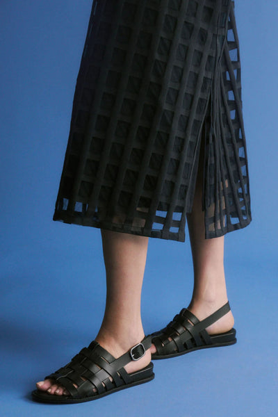 GRID BURNOUT MIDI DRESS - A1564
