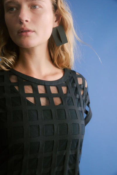 GRID BURNOUT MIDI DRESS - A1564