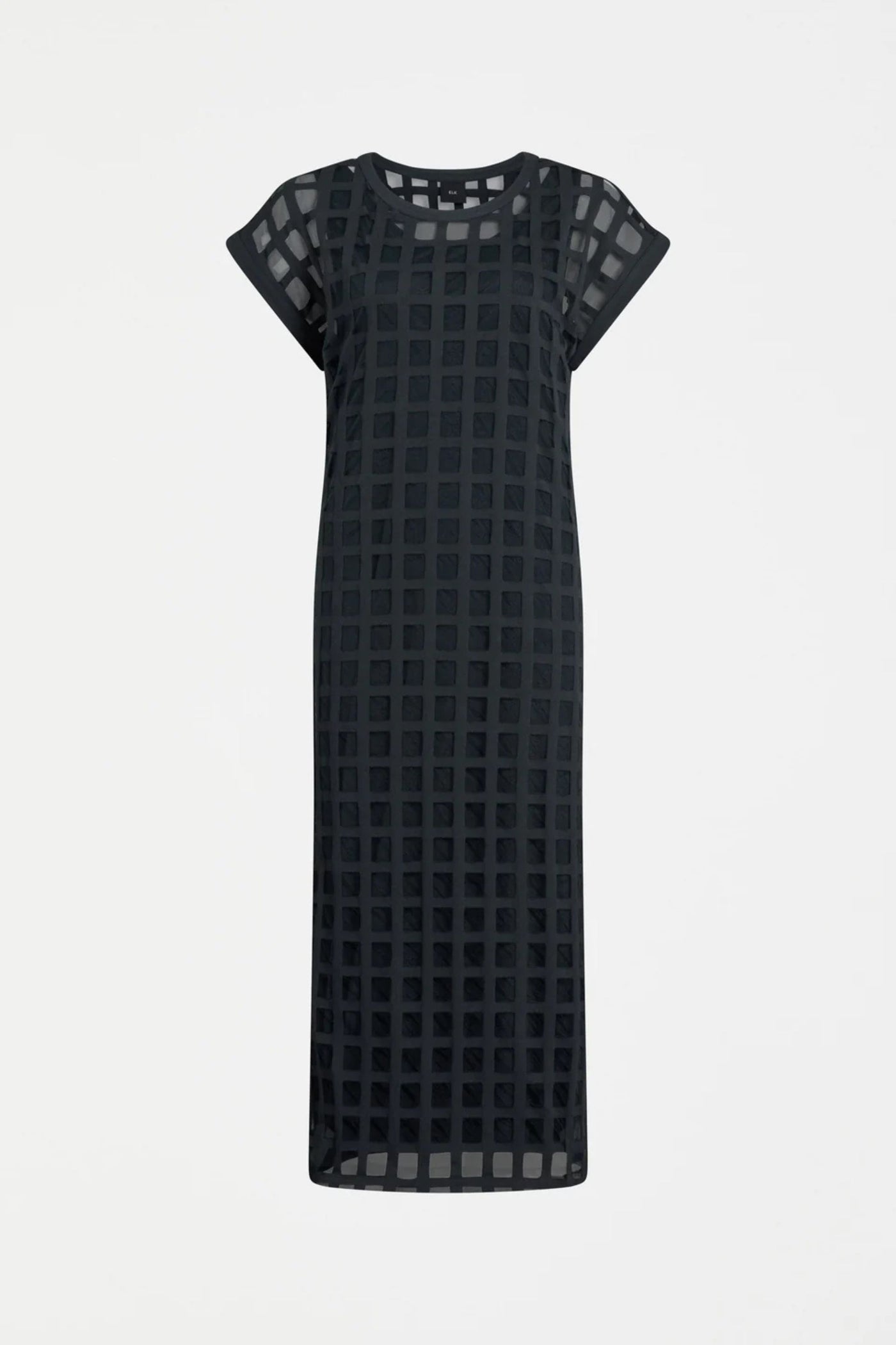 GRID BURNOUT MIDI DRESS - A1564