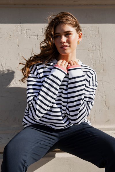 RAVEN STRIPE FLEECE CREW - 81X4489 TRACK TOP