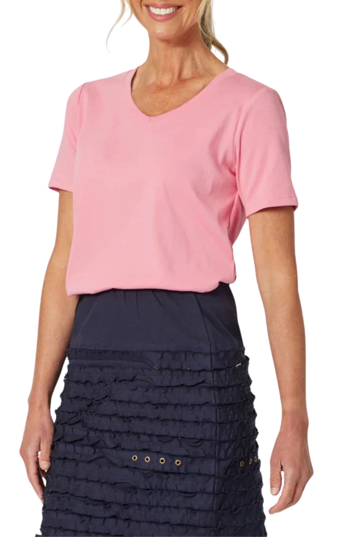 V NECKLINE TEE - 45995GS