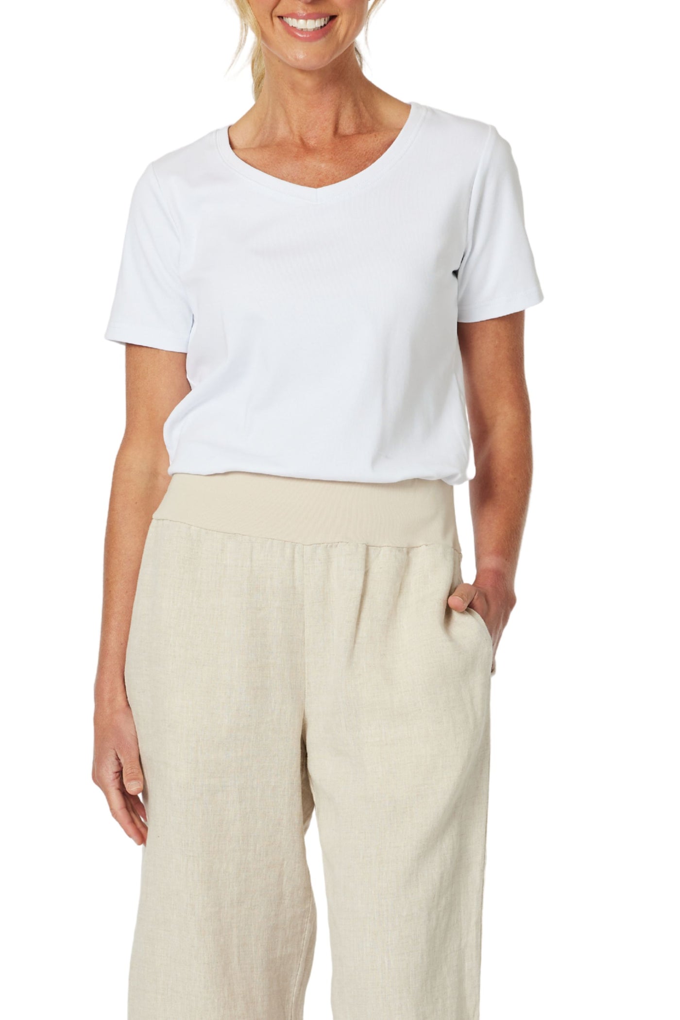 V NECKLINE TEE - 45995GS