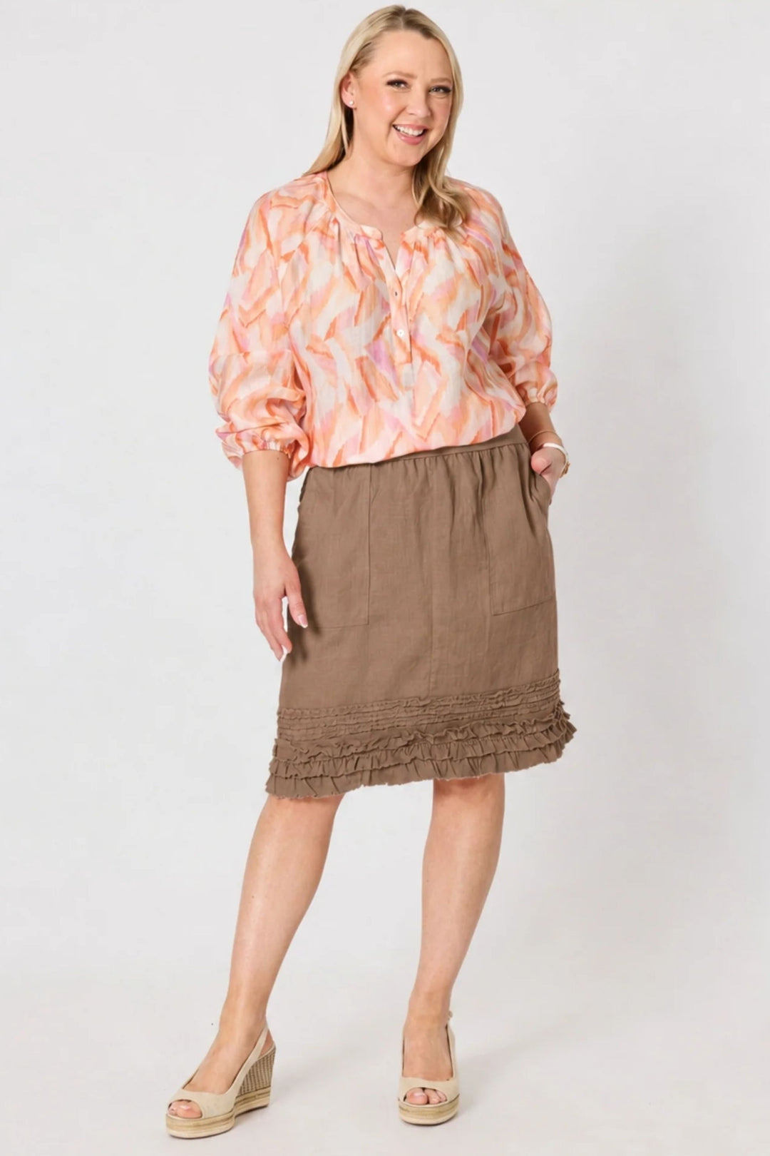 RUFFLE HEM SKIRT - 37383GS