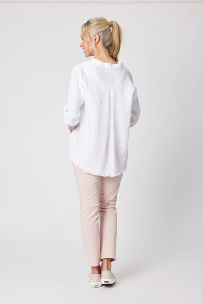RUFFLE HEM LINEN SHIRT - 41002GS