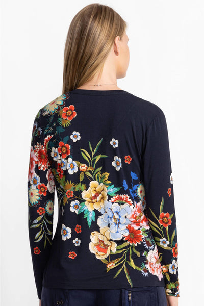 JANIE L/SLV V NECK TEE - T16325-7