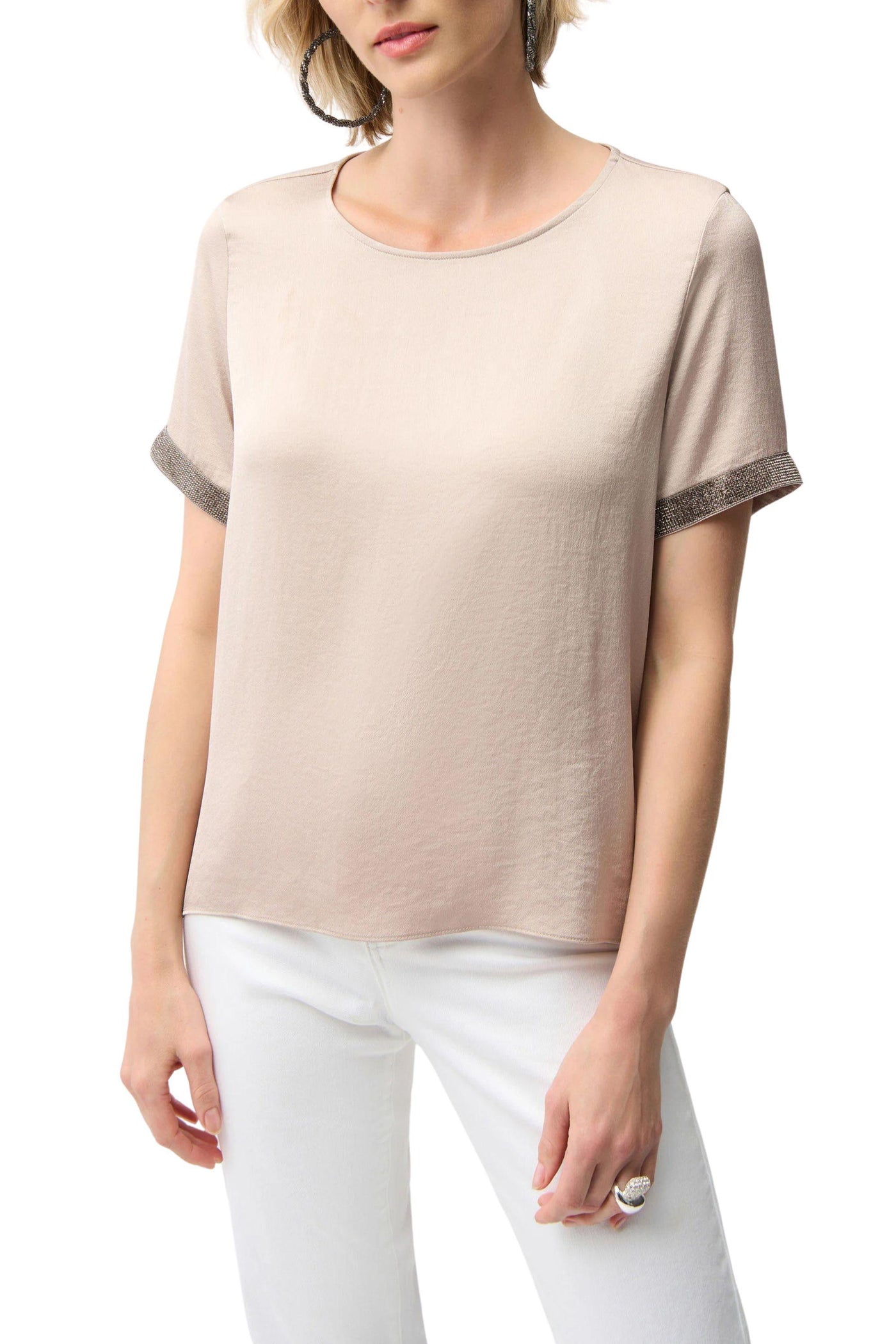 SATIN WITH RHINESTONE DETAIL TOP - 261116JR