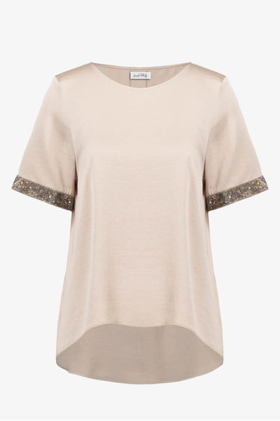 SATIN WITH RHINESTONE DETAIL TOP - 261116JR