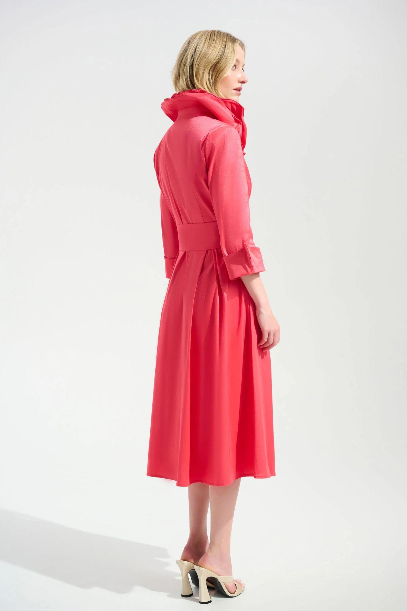 STRETCH TAFFETA FIT AND FLARE DRESS - 261719JR