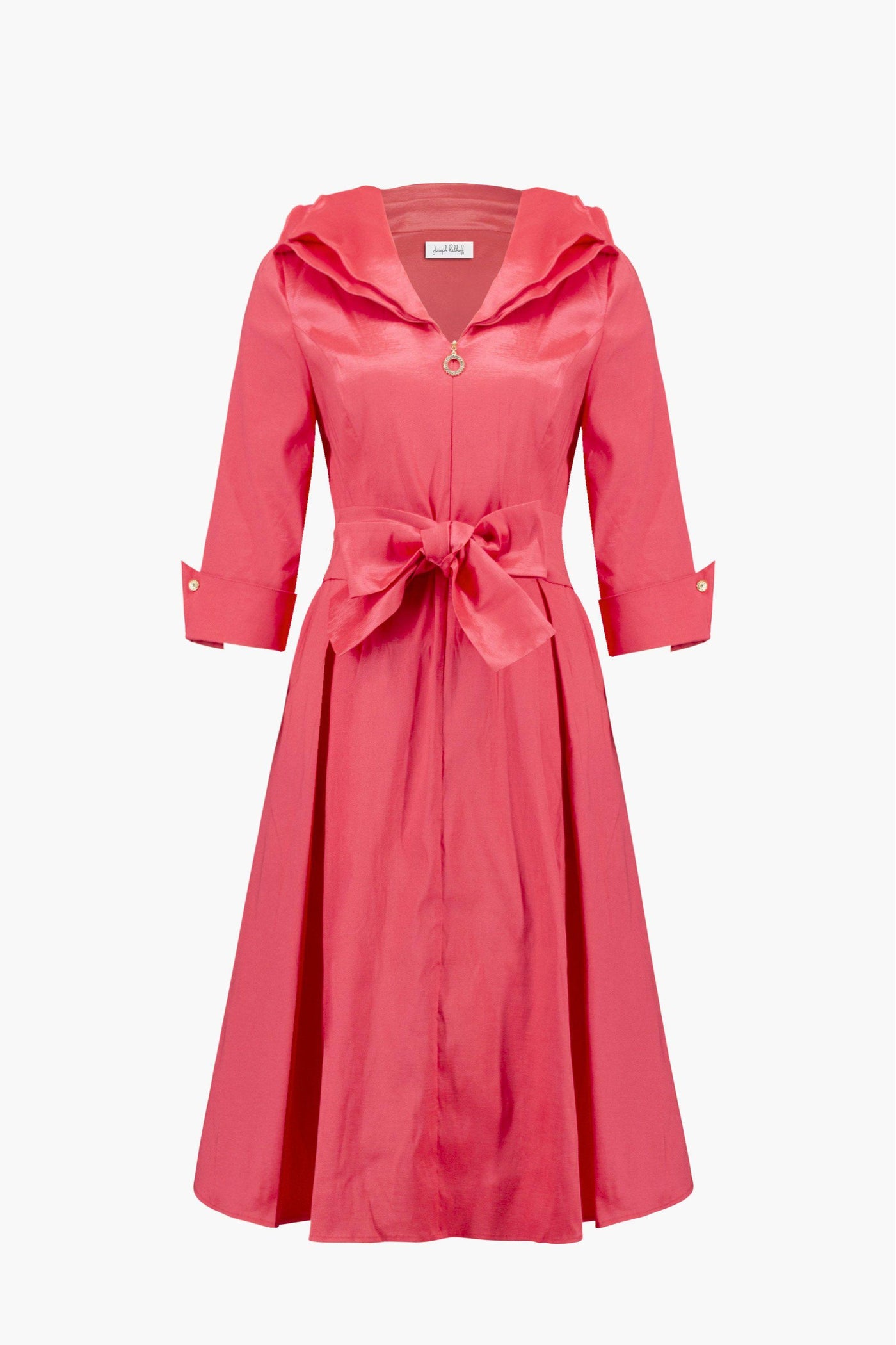 STRETCH TAFFETA FIT AND FLARE DRESS - 261719JR