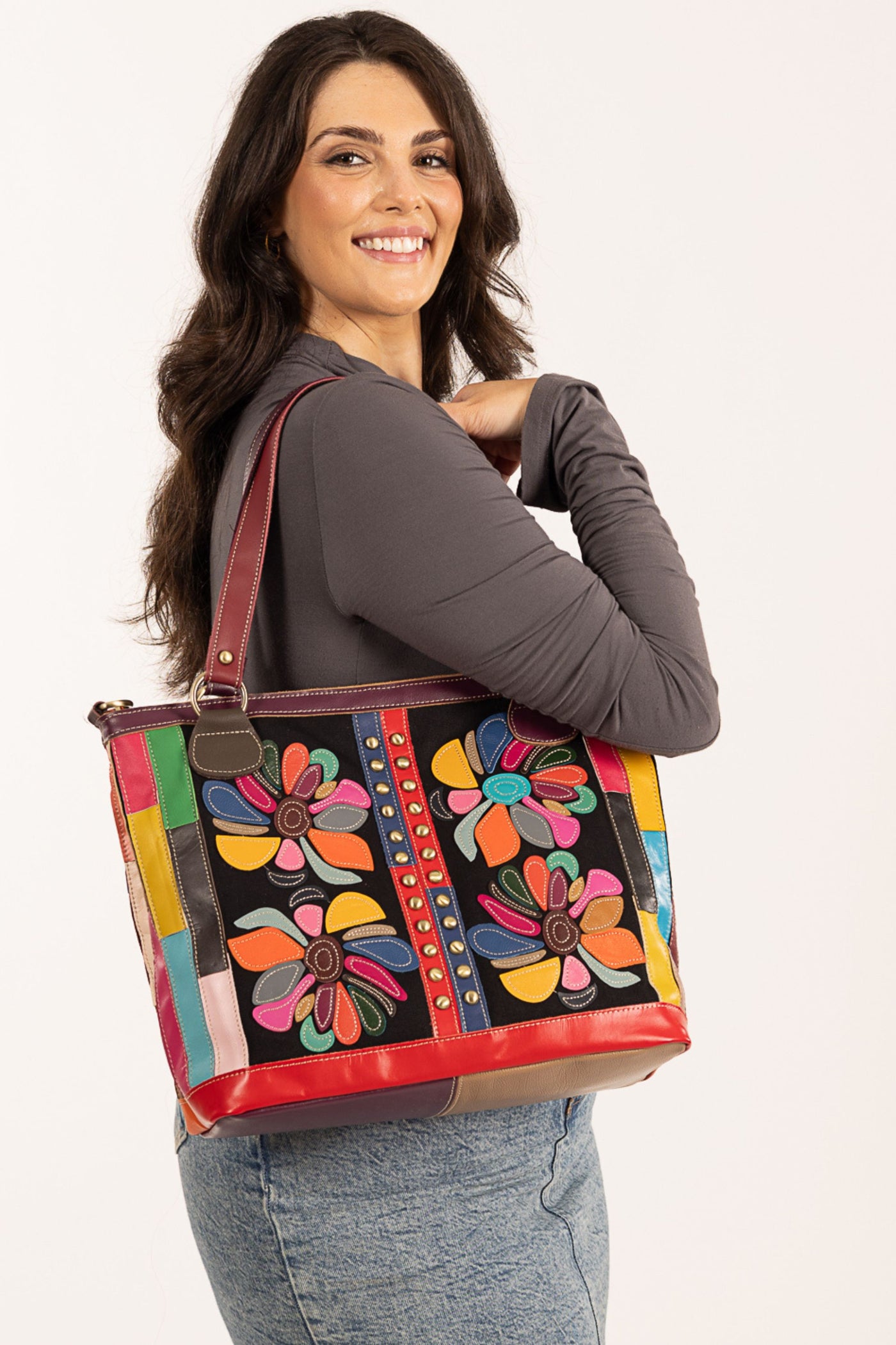 BOTANICA LEATHER DENIM TOTE - L26