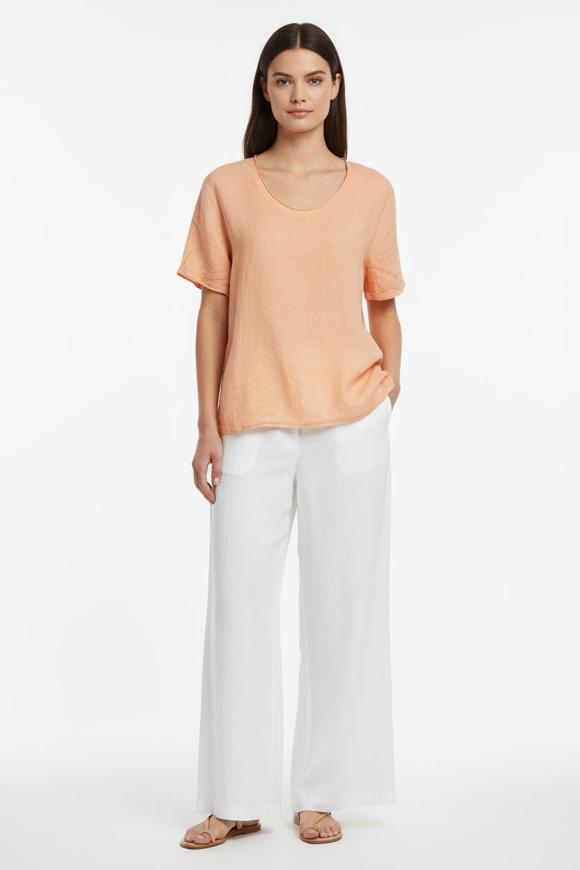 KNIT WOVEN COMBO TOP - 10-1719W