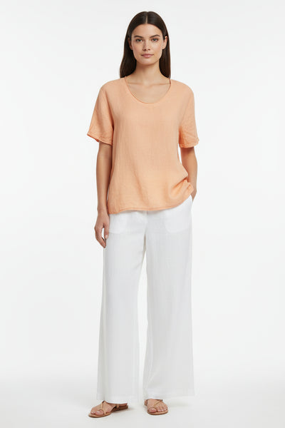 KNIT WOVEN COMBO TOP - 10-1719W