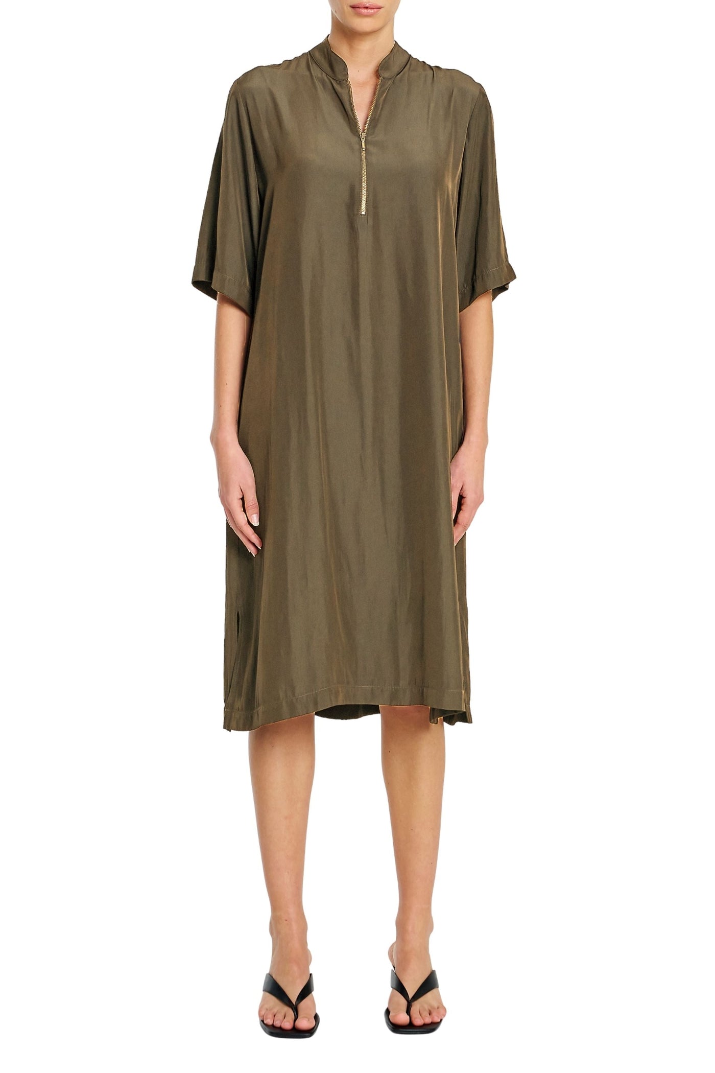 ZIP PLAZA DRESS - F673034 8 / FOSSIL DRESS