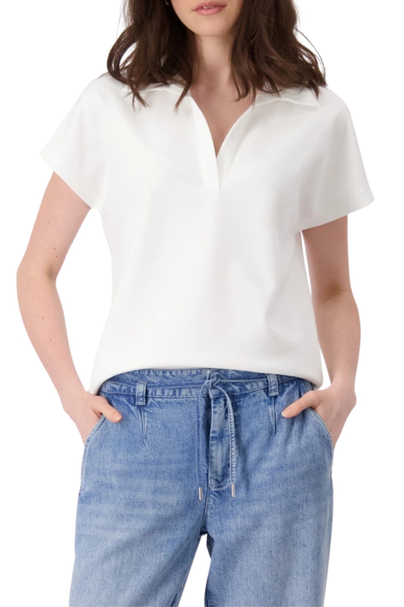 POLO COLLAR TEE 409535MNR 6 / OFF WHITE TOP