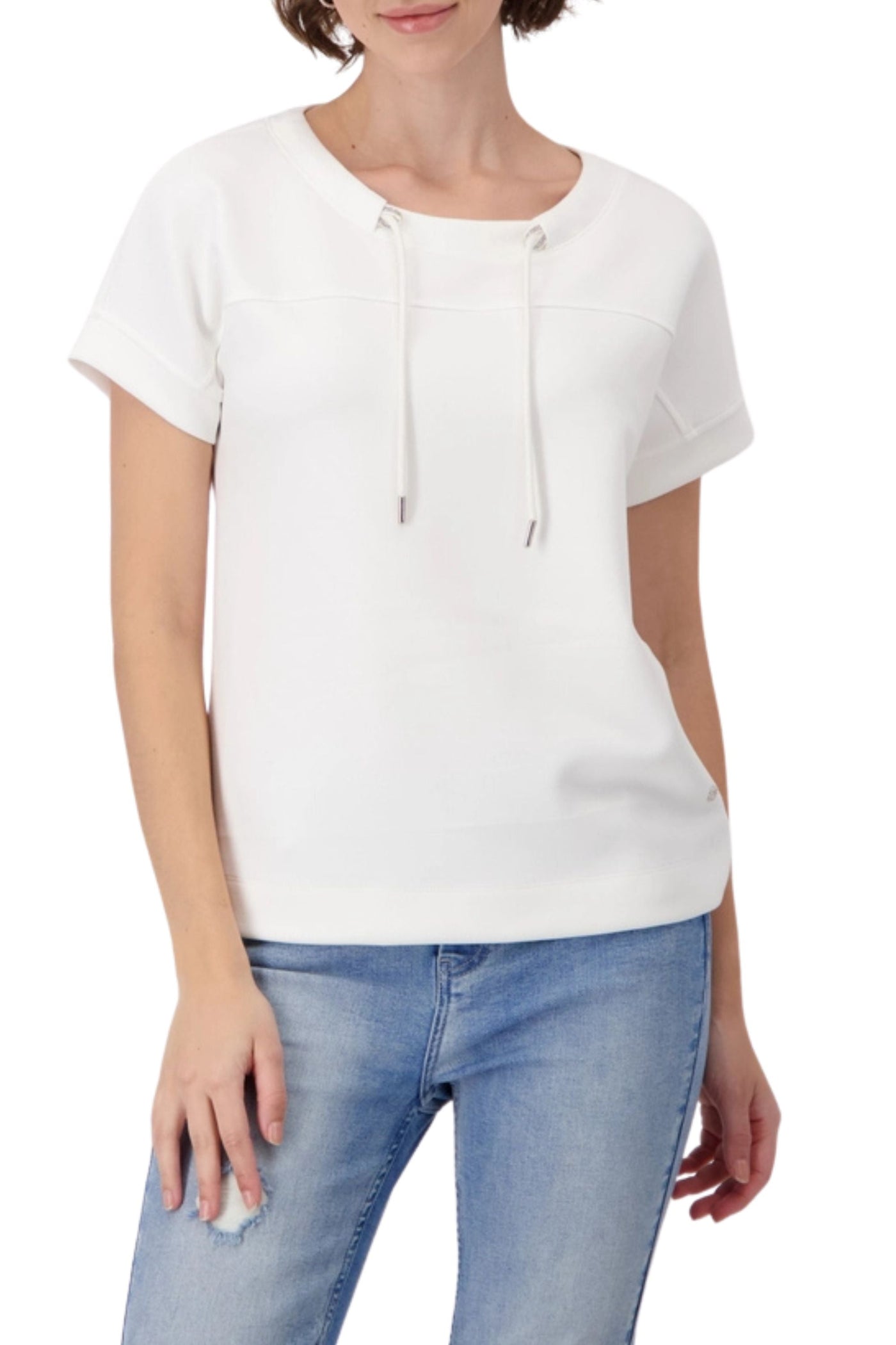 MONARI-DRAWSTRING-COLLAR-TEE-409363MNR-OFF-WHITE
