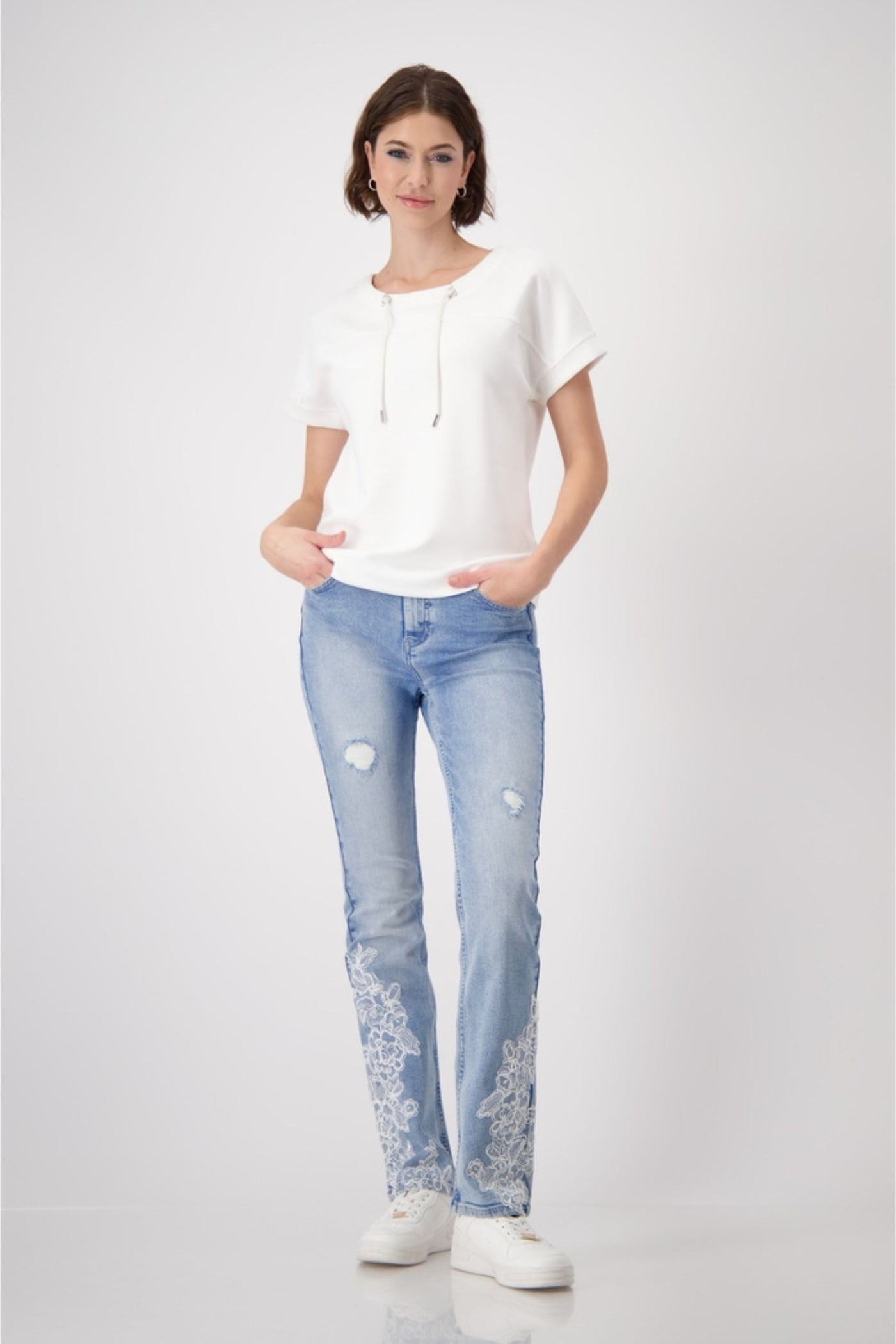 DRAWSTRING COLLAR TEE 409363MNR TOP