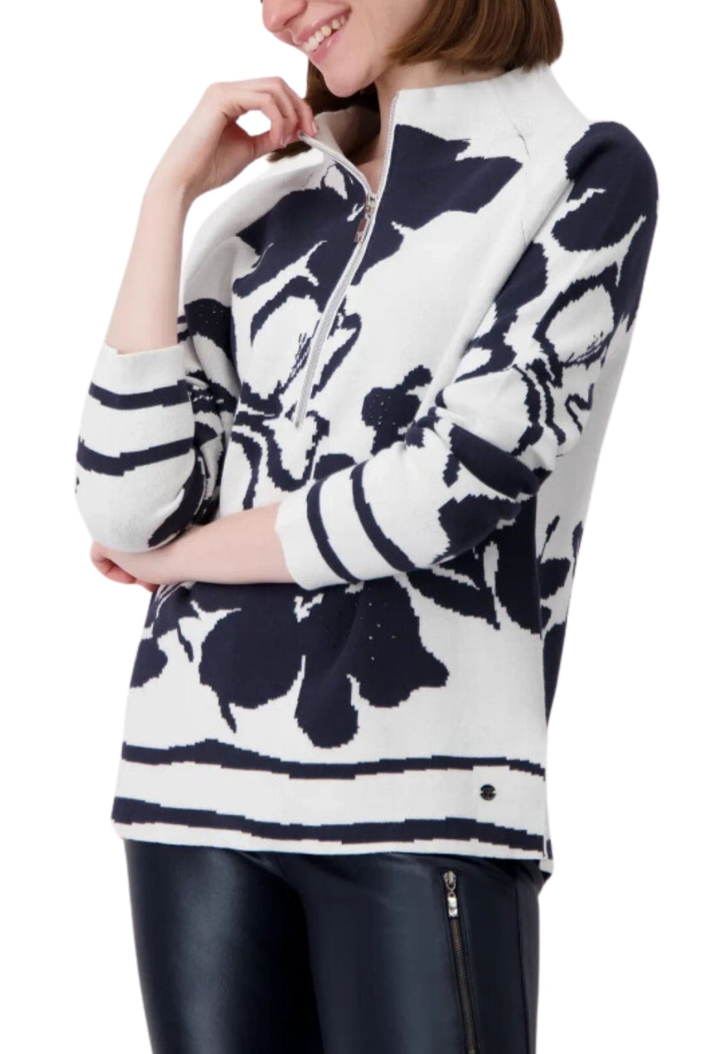 FLORAL HALF ZIP KNIT - 808161MNR