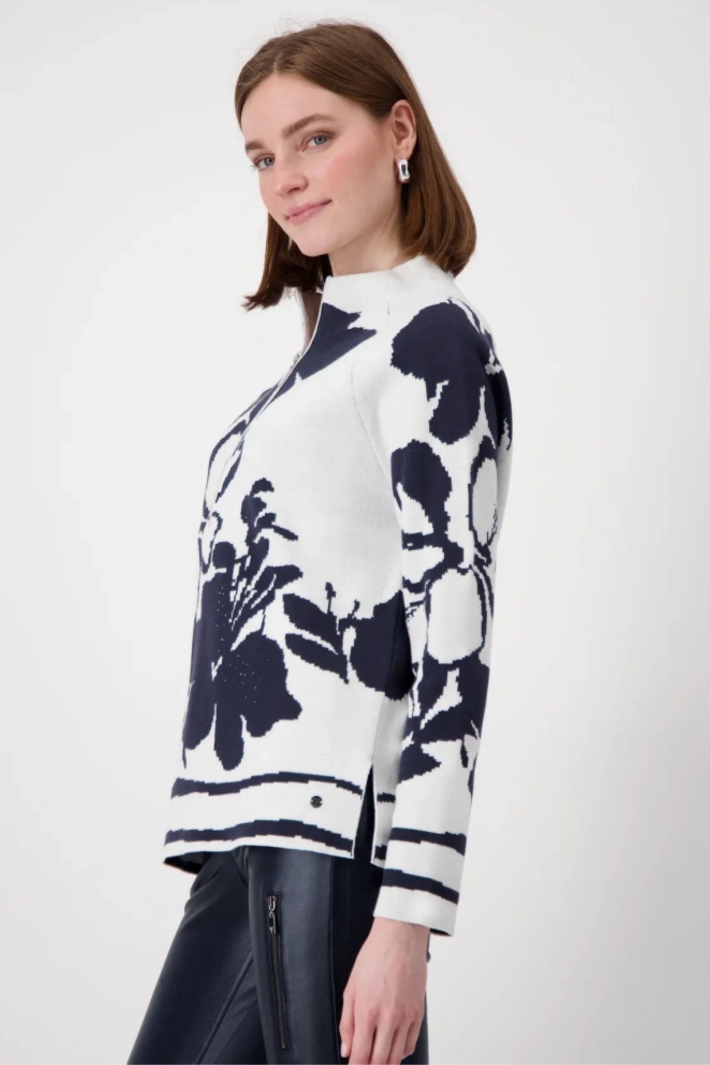 FLORAL HALF ZIP KNIT - 808161MNR