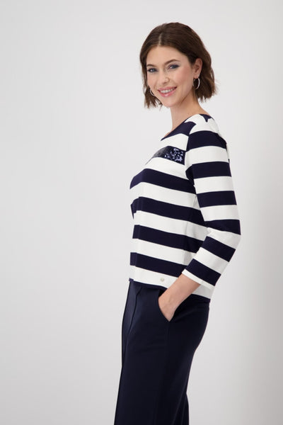 3/4 SLV STRIPE TEE - 409136MNR TOP