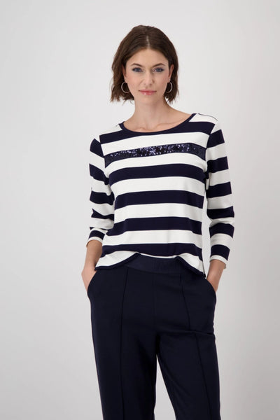 3/4 SLV STRIPE TEE - 409136MNR TOP
