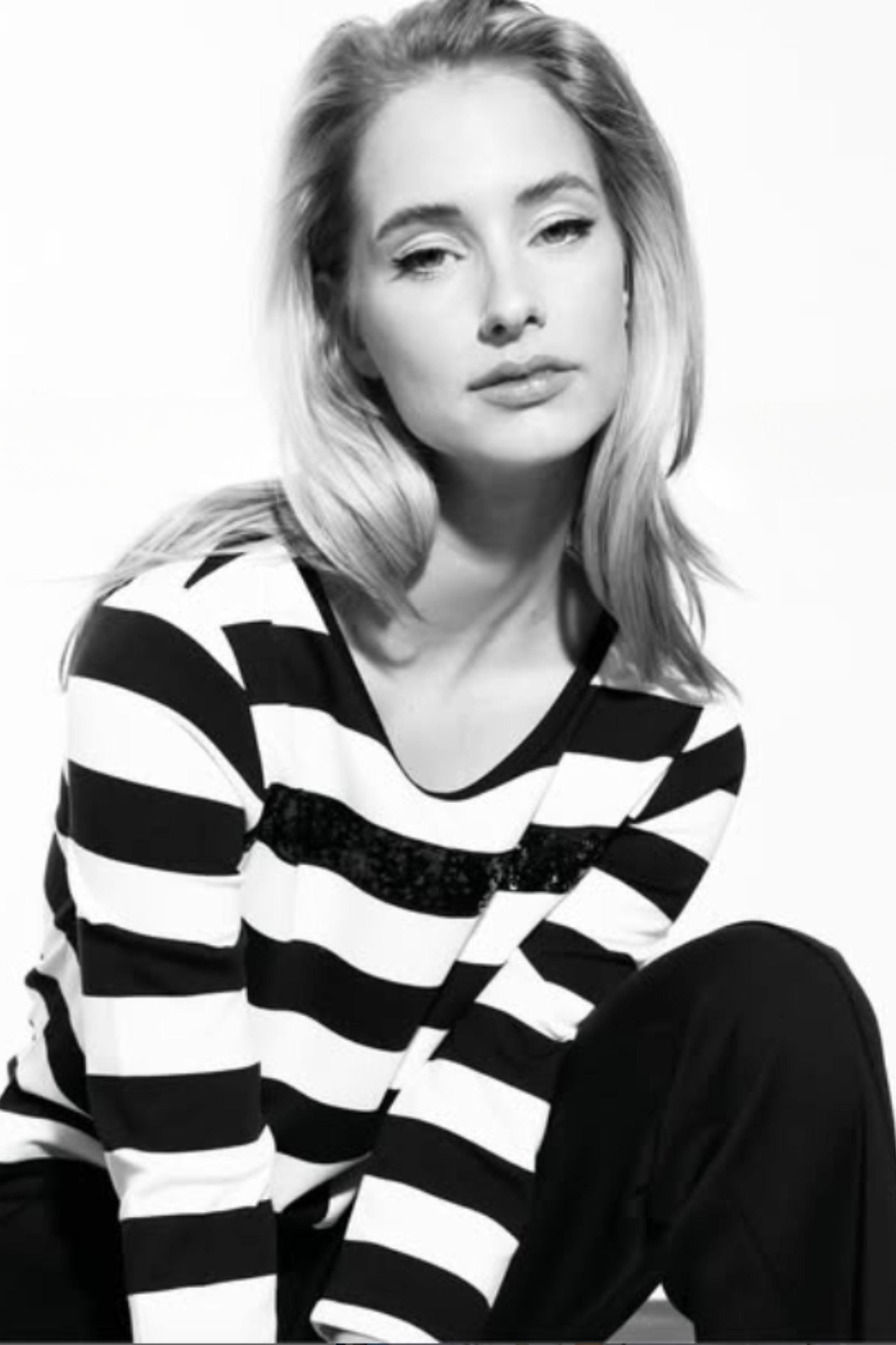 3/4 SLV STRIPE TEE - 409136MNR TOP