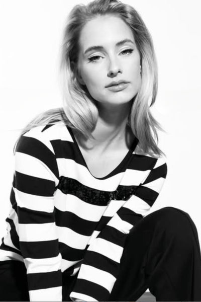 3/4 SLV STRIPE TEE - 409136MNR TOP
