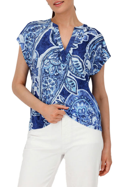V NECK PAISLEY PRINT TEE 409756MNR TOP