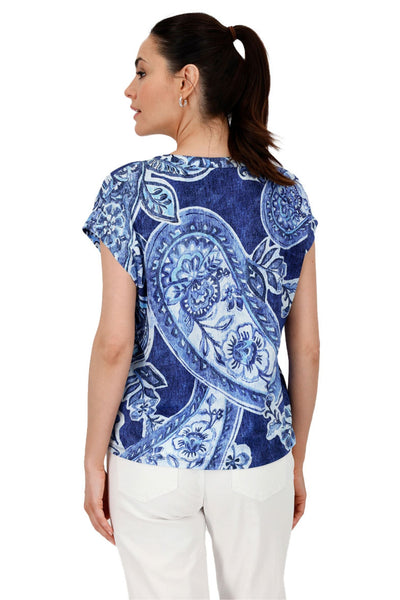 V NECK PAISLEY PRINT TEE 409756MNR TOP