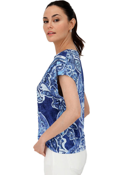V NECK PAISLEY PRINT TEE 409756MNR TOP